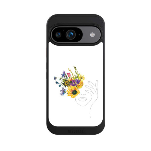 Google Pixel 9 NIVOcore Line Art Frau Sonnenblumen