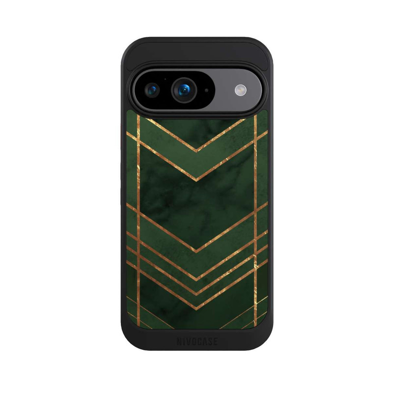 Pixel 9 NIVOcore Dunkelgrün gemustert Goldene Streifen