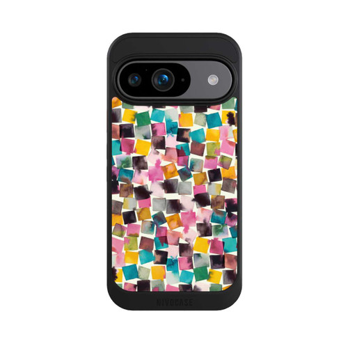 Google Pixel 9 NIVOcore Plaids Géométriques Aquarelle Rose