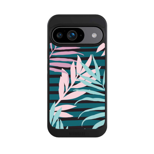 Google Pixel 9 NIVOcore Pastel Jungle Leaves Pink Teal Seamless