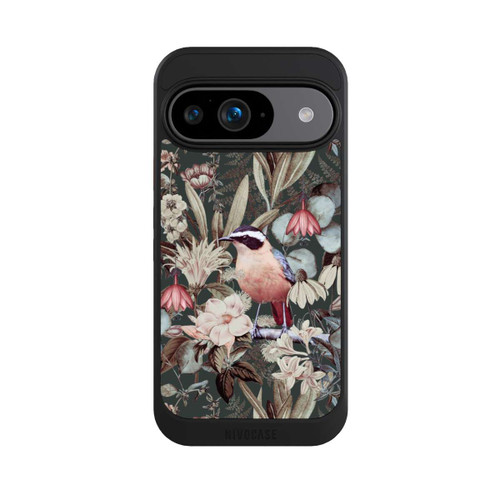 Google Pixel 9 NIVOcore Orangefarbener Vogel im Vintage Blumenmuster