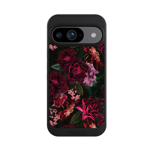 Google Pixel 9 NIVOcore Fleurs rouge foncé et roses