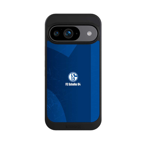 Google Pixel 9 NIVOcore Schalke 04 Blauer Hintergrund Mit Logo