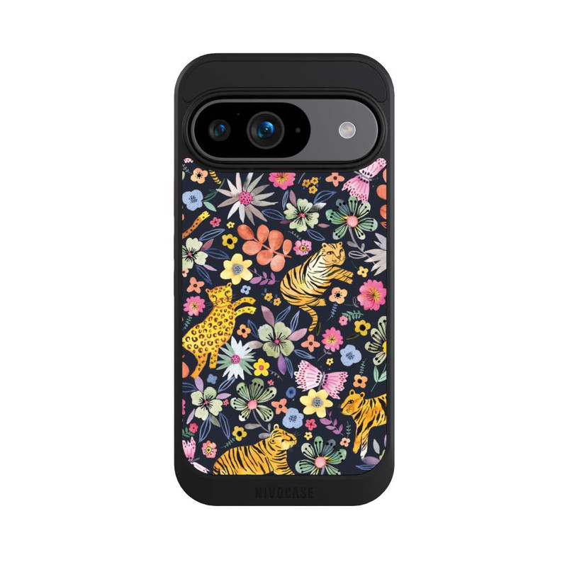 Pixel 9 NIVOcore Frühlingsblumen mit Tiger schwarz