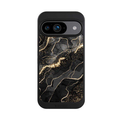 Google Pixel 9 NIVOcore Look Spirales de Marbre Sombre &amp; Or