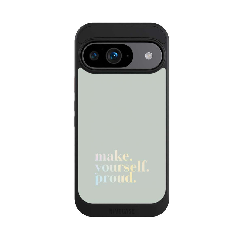 Pixel 9 NIVOcore Make Yourself Proud Zitat-Minze und Farbverlauf