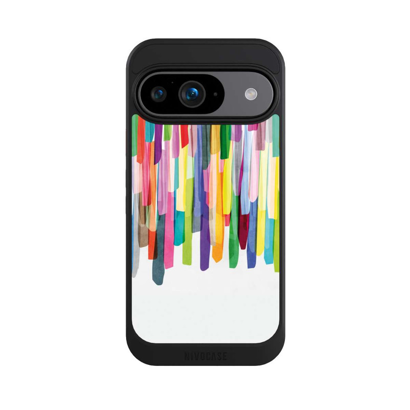 Pixel 9 NIVOcore Bunte Streifen Weißer Hintergrund