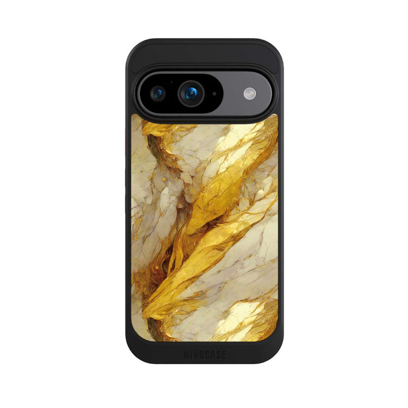 Pixel 9 NIVOcore Weiße Marmor-Golddruckschichten