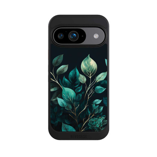 Google Pixel 9 NIVOcore Grüne Eukalyptus Blätter mit dunklem Hintergrund mit KI