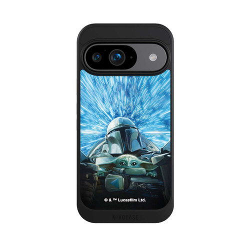 Google Pixel 9 NIVOcore Grogu und Mando fliegen blau