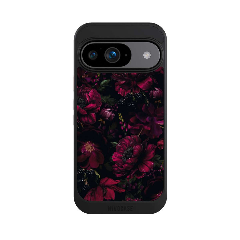 Pixel 9 NIVOcore Dunkle Rote Blumen Liebe