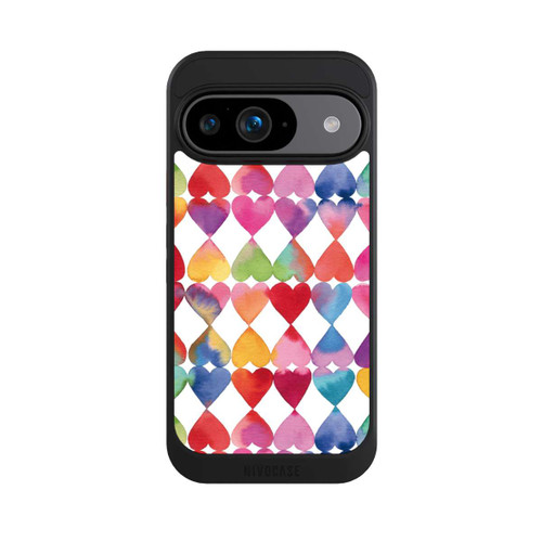 Google Pixel 9 NIVOcore Colorful Watercolor Hearts Pattern
