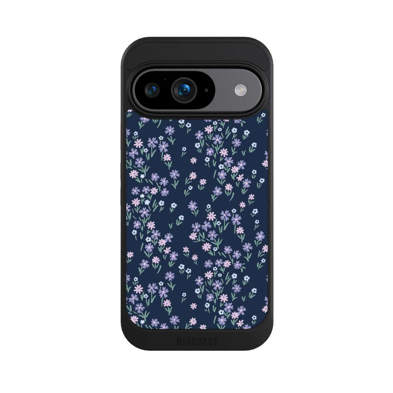 Pixel 9 NIVOcore Dark Blue Floral Theme