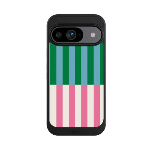 Google Pixel 9 NIVOcore Streifenmuster Grün Rosa