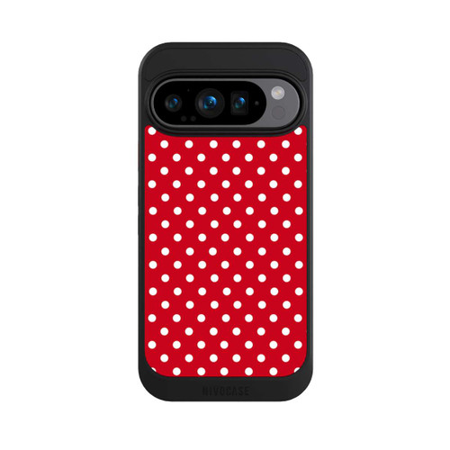 Google Pixel 9 Pro NIVOcore Polka Dots Dunkelrot und Weiß