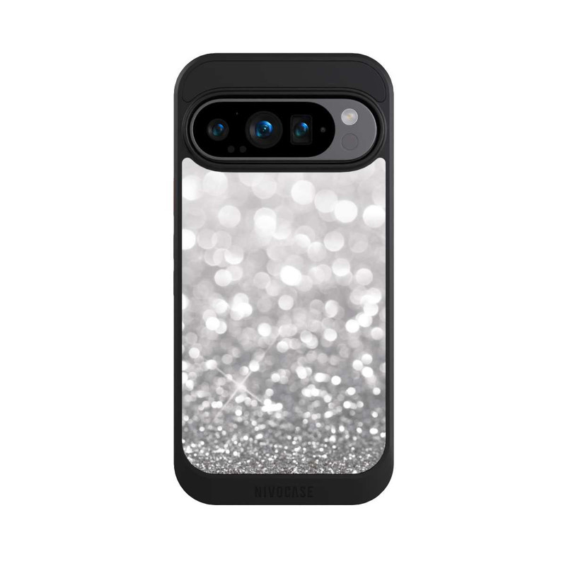 Pixel 9 Pro NIVOcore Pluie de Paillettes Argentées Look