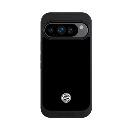 Google Pixel 9 Pro NIVOcore Klassisches FCB Logo Klein - Weiß auf Schwarz