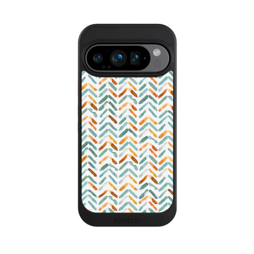Google Pixel 9 Pro NIVOcore Elegantes Herbstchevron Blau Orange