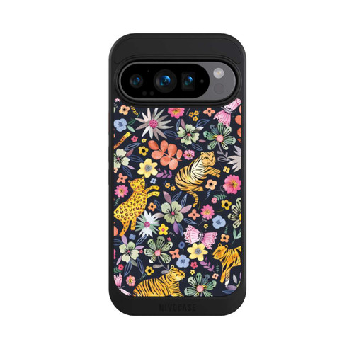 Google Pixel 9 Pro NIVOcore Frühlingsblumen mit Tiger schwarz
