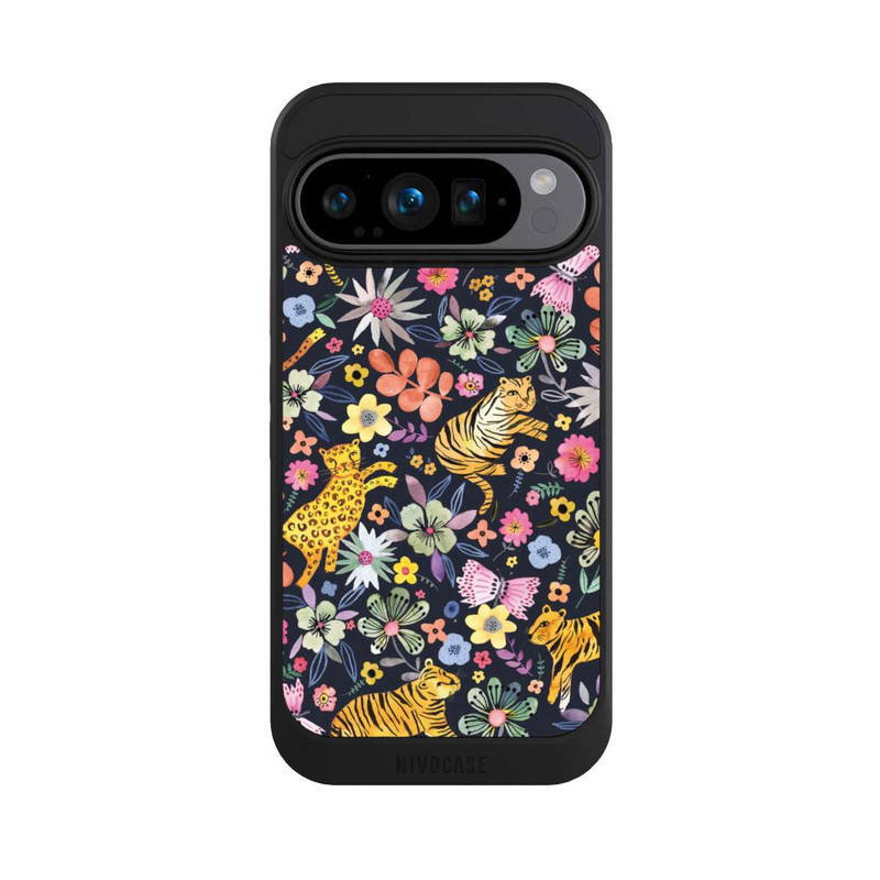 Pixel 9 Pro NIVOcore Frühlingsblumen mit Tiger schwarz