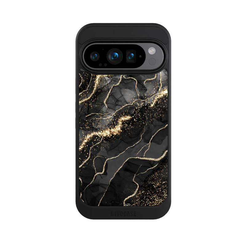 Pixel 9 Pro NIVOcore Look Spirales de Marbre Sombre & Or