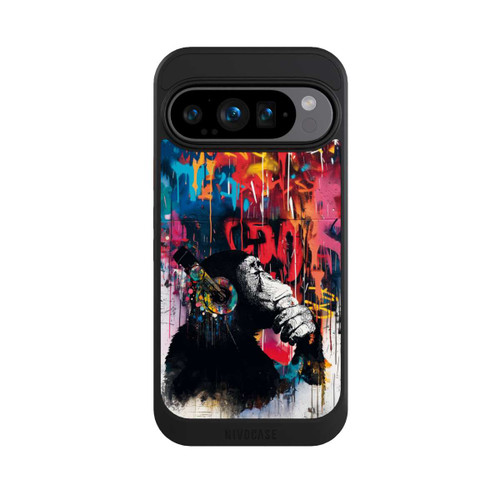 Google Pixel 9 Pro NIVOcore Affe Stereo Kopfhörer Graffiti Street Art Blau