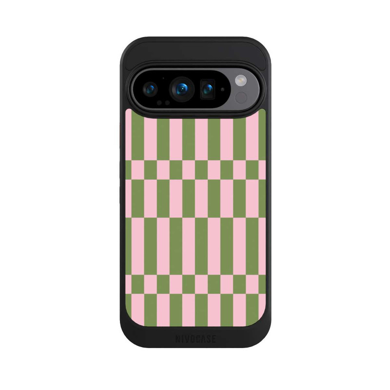 Pixel 9 Pro NIVOcore Karomuster in Salbei und Rosa