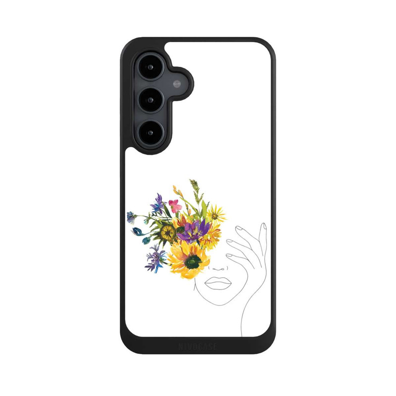 Galaxy S24 FE NIVOcore Line Art Frau Sonnenblumen