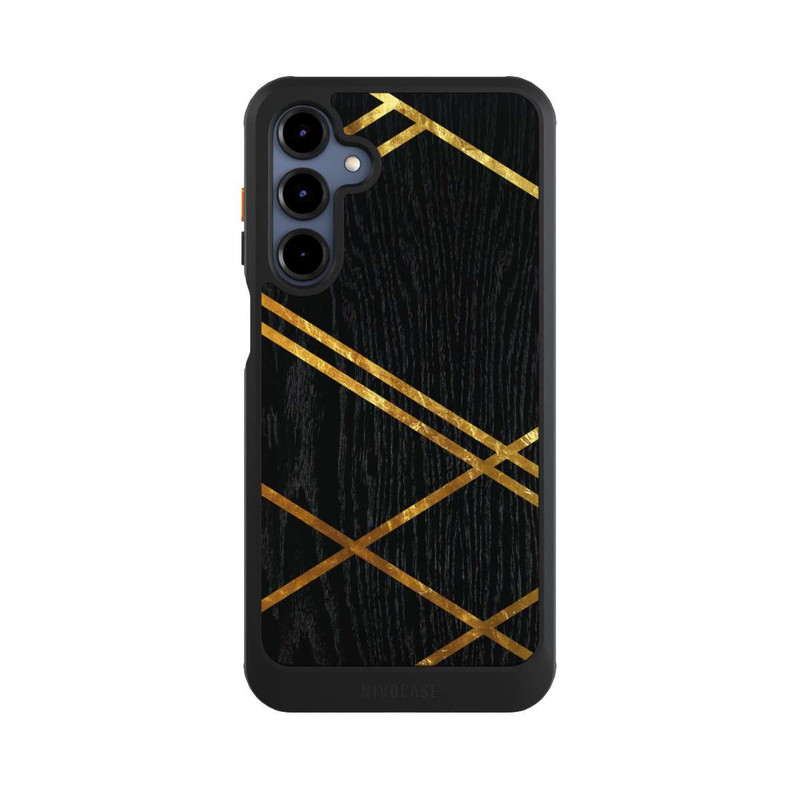 Galaxy A16 5G NIVOcore Schwarzes geometrisches Muster Goldene Streifen