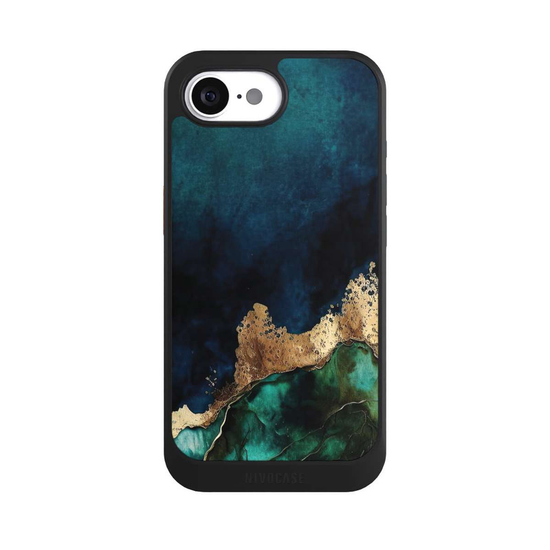 iPhone 16e NIVOcore Petrolblau mit Gold