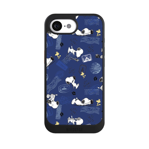 Apple iPhone 16e NIVOcore Peanuts Travel Stamps Pattern Blue
