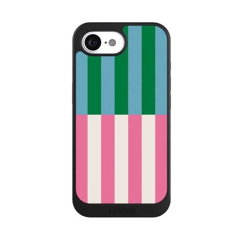Apple iPhone 16e NIVOcore Motif Rayé Vert Rose