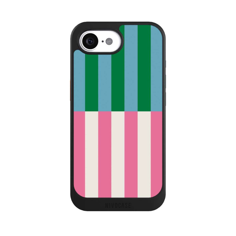 iPhone 16e NIVOcore Motif Rayé Vert Rose