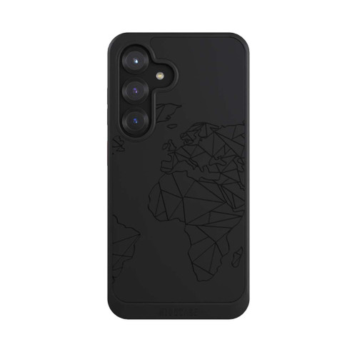 Samsung Galaxy S25 NIVOcore Polygon Weltkarte Schwarz ohne Hintergrund