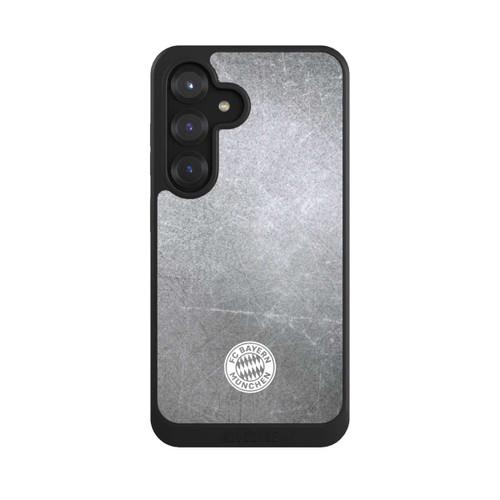 Samsung Galaxy S25 NIVOcore Klassisches FCB Logo Klein - Weiß auf Metalllook
