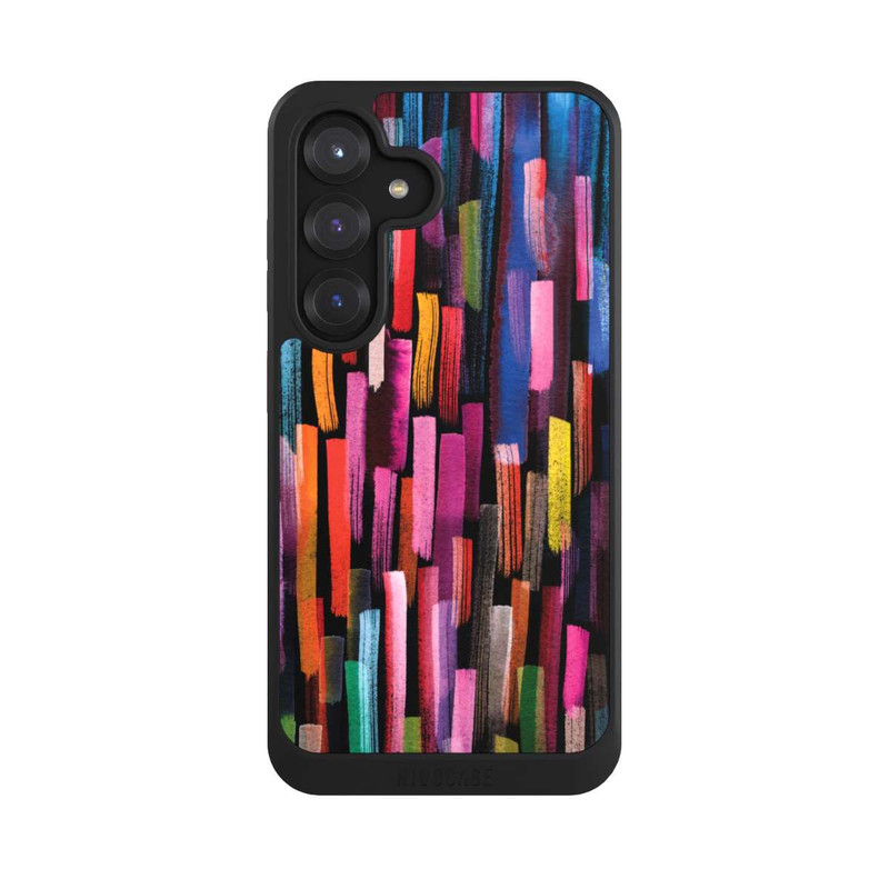 Galaxy S25 NIVOcore Bunte Pinselstriche schwarz
