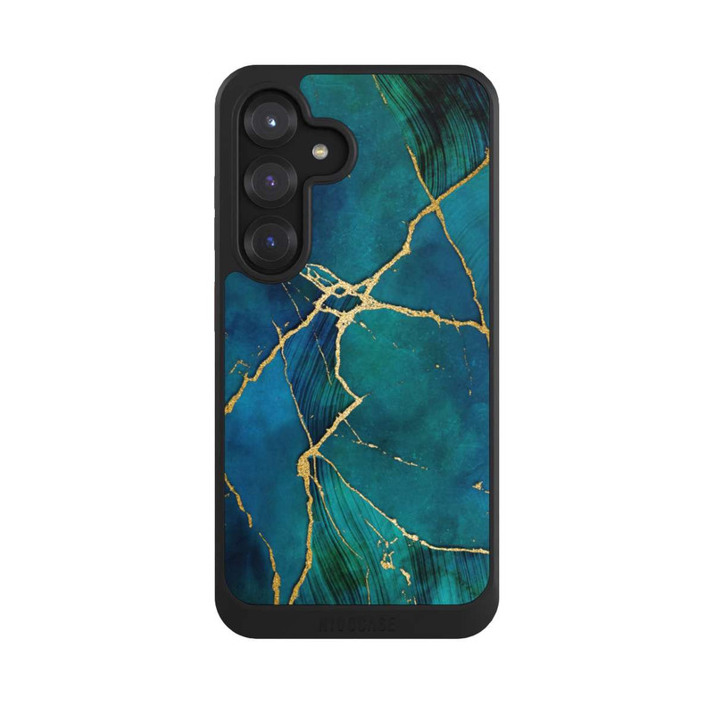 Galaxy S25 NIVOcore Look minéral glamour bleu or