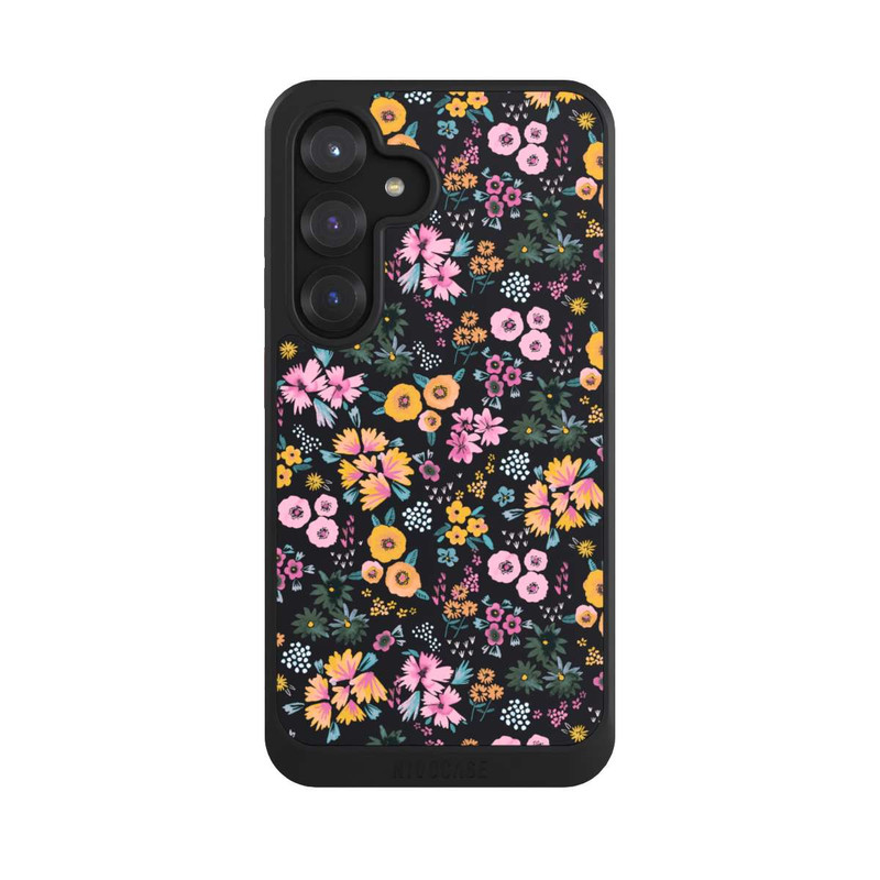 Galaxy S25 NIVOcore Kleine bunte Blumen Schwarz 2