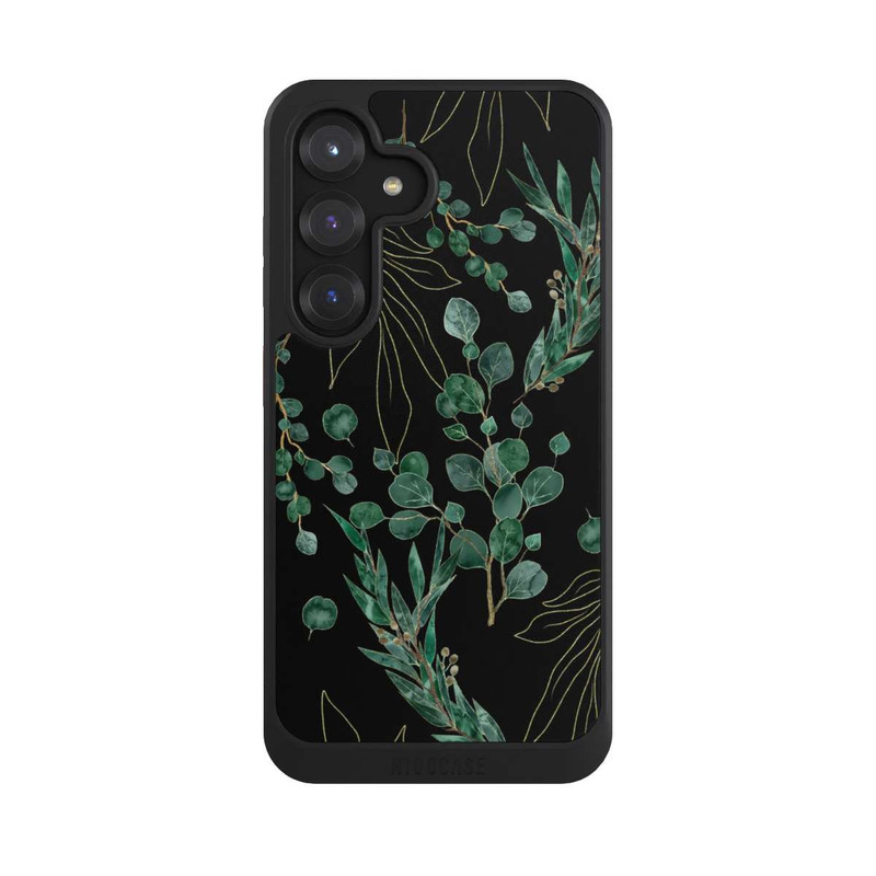 Galaxy S25 NIVOcore Feuilles d'Eucalyptus Fond Noir