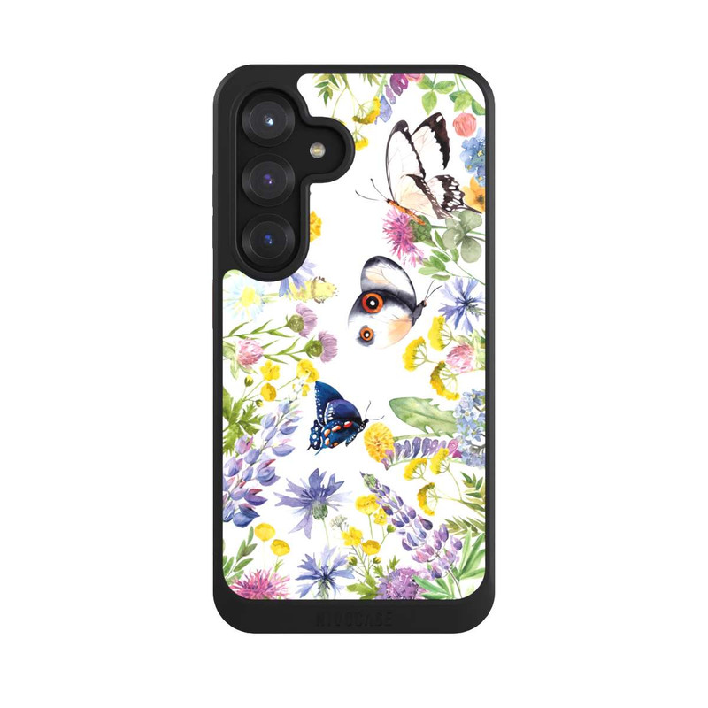 Galaxy S25 NIVOcore Bunte Frühlingsblumen und Schmetterlinge