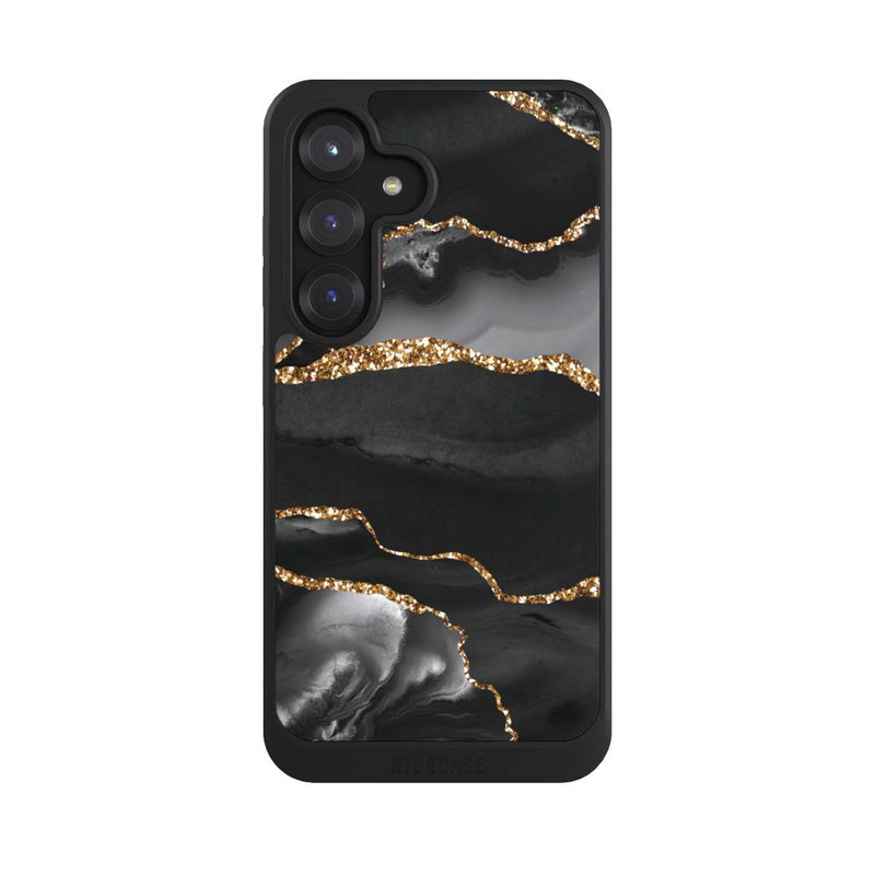 Galaxy S25 NIVOcore Dunkle Marmorstreifen im Goldlook