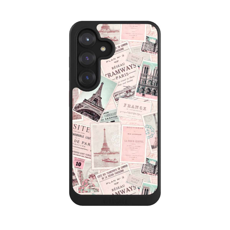 Galaxy S25 NIVOcore Vintage Paris Postcards Pattern