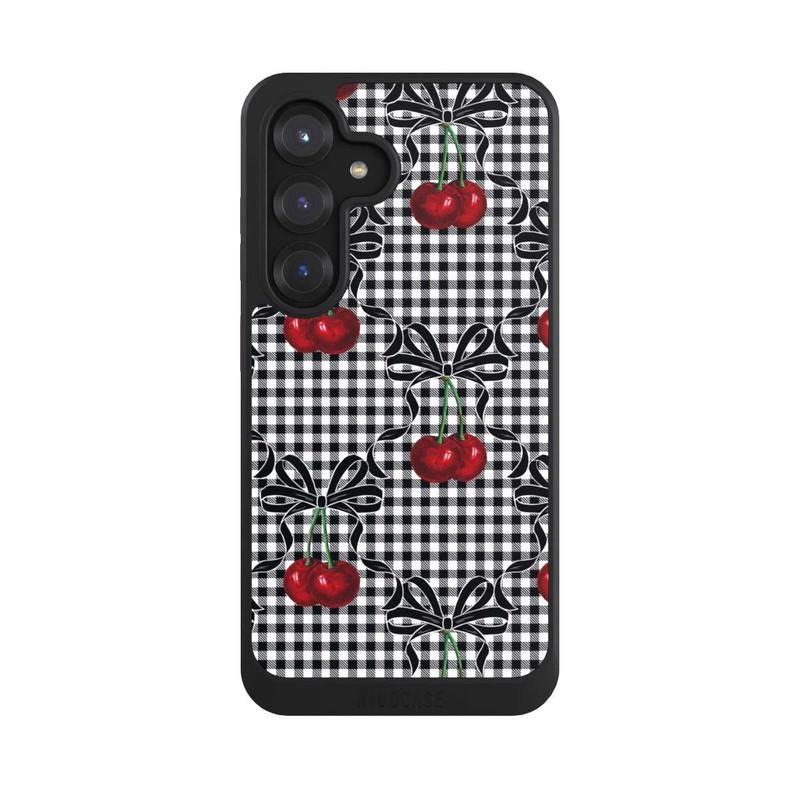 Galaxy S25 NIVOcore Kirschen Muster Schwarz