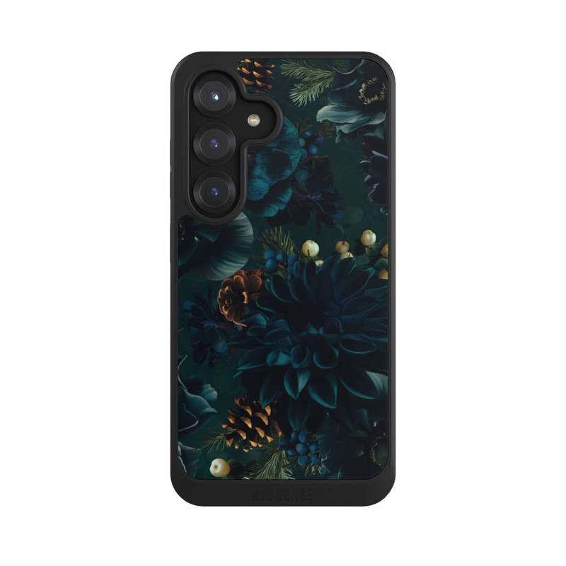 Galaxy S25 NIVOcore Motif de fleurs vert et bleu