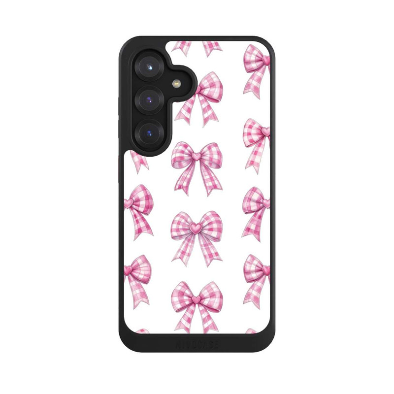 Galaxy S25 NIVOcore Pink Gingham Hearts and Bows