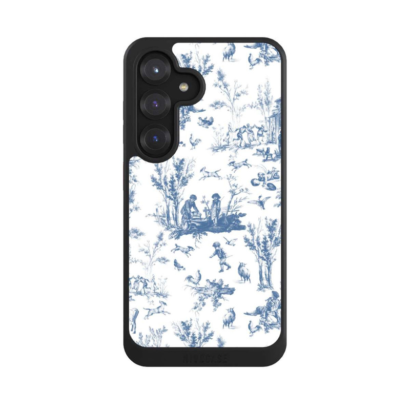 Galaxy S25 NIVOcore Blaue Landschaft Vintage Keramik Pattern