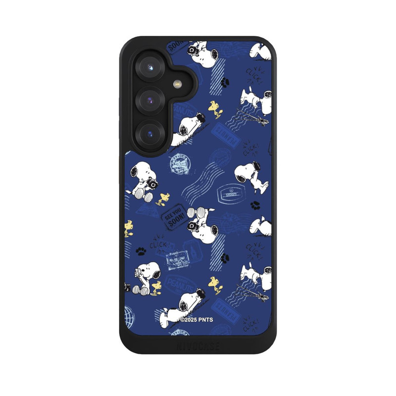 Galaxy S25 NIVOcore Peanuts Travel Stamps Pattern Blue