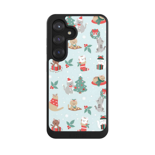 Samsung Galaxy S25 NIVOcore Cute Winter Wonderland Christmas Festive Cats on Teal