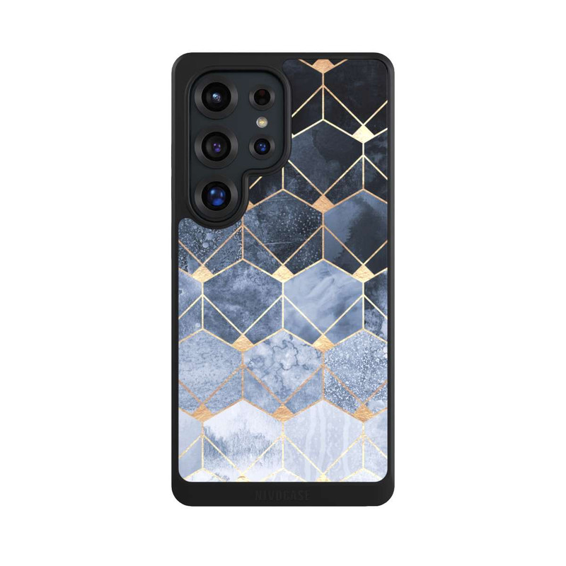 Galaxy S25 Ultra NIVOcore Blaue Sechsecke und Diamanten Golddruck