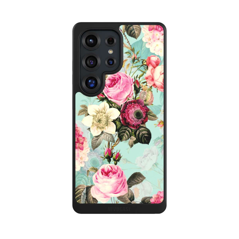 Galaxy S25 Ultra NIVOcore Roses en papier peint turquoise